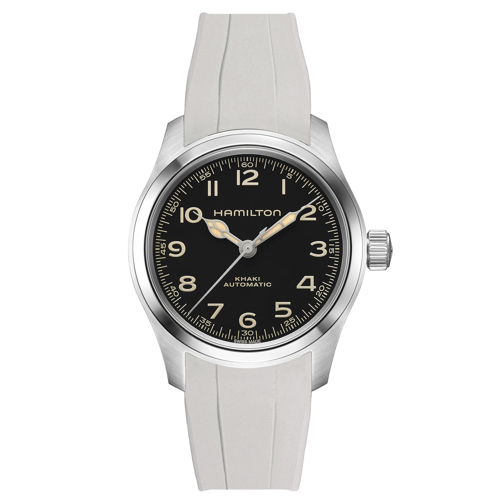 Stylish White Forge Curved End FKM Rubber Watch Strap for Hamilton (2421)