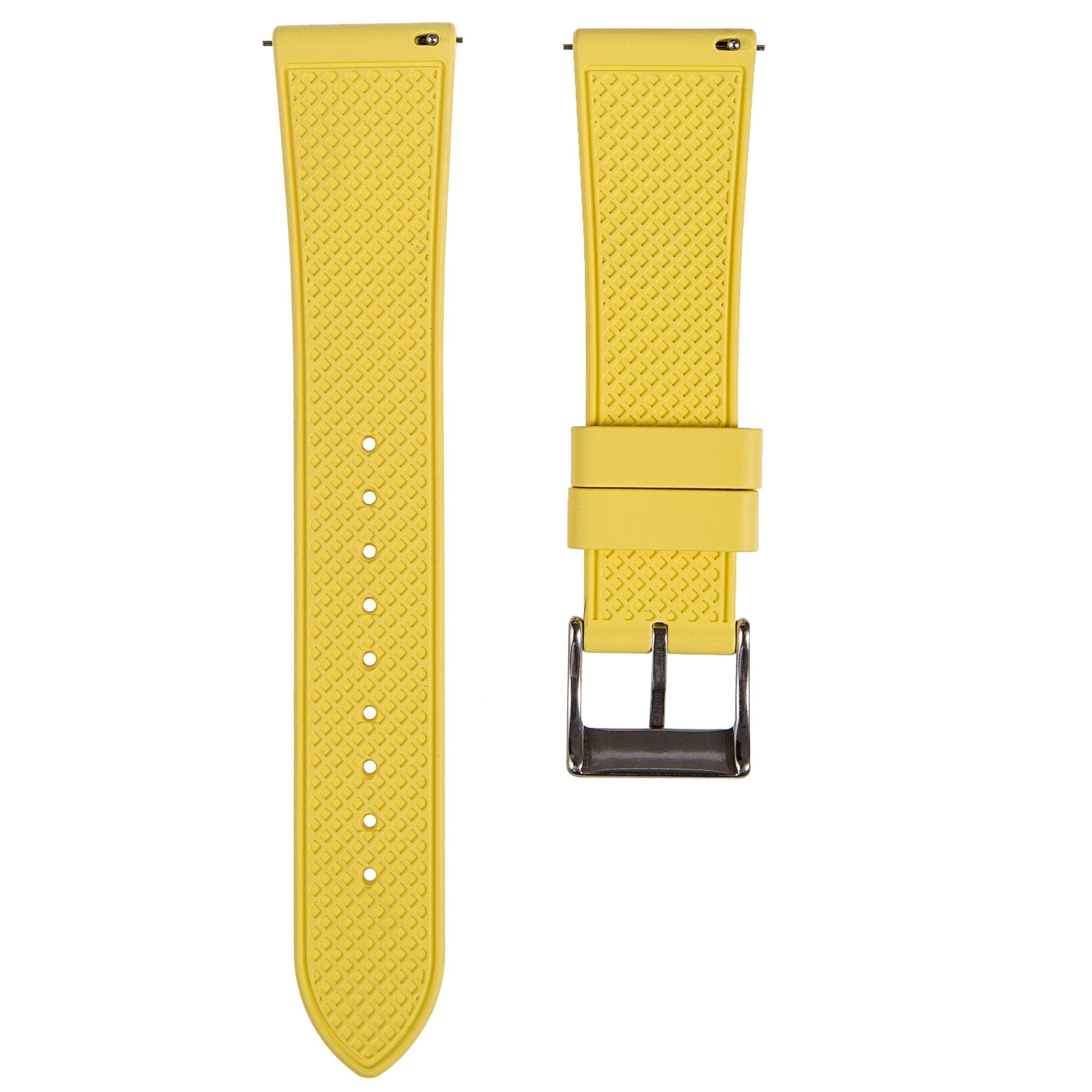 Stylish Grid Texture FKM Rubber Watch Strap - Quick-Release - Black (2412)