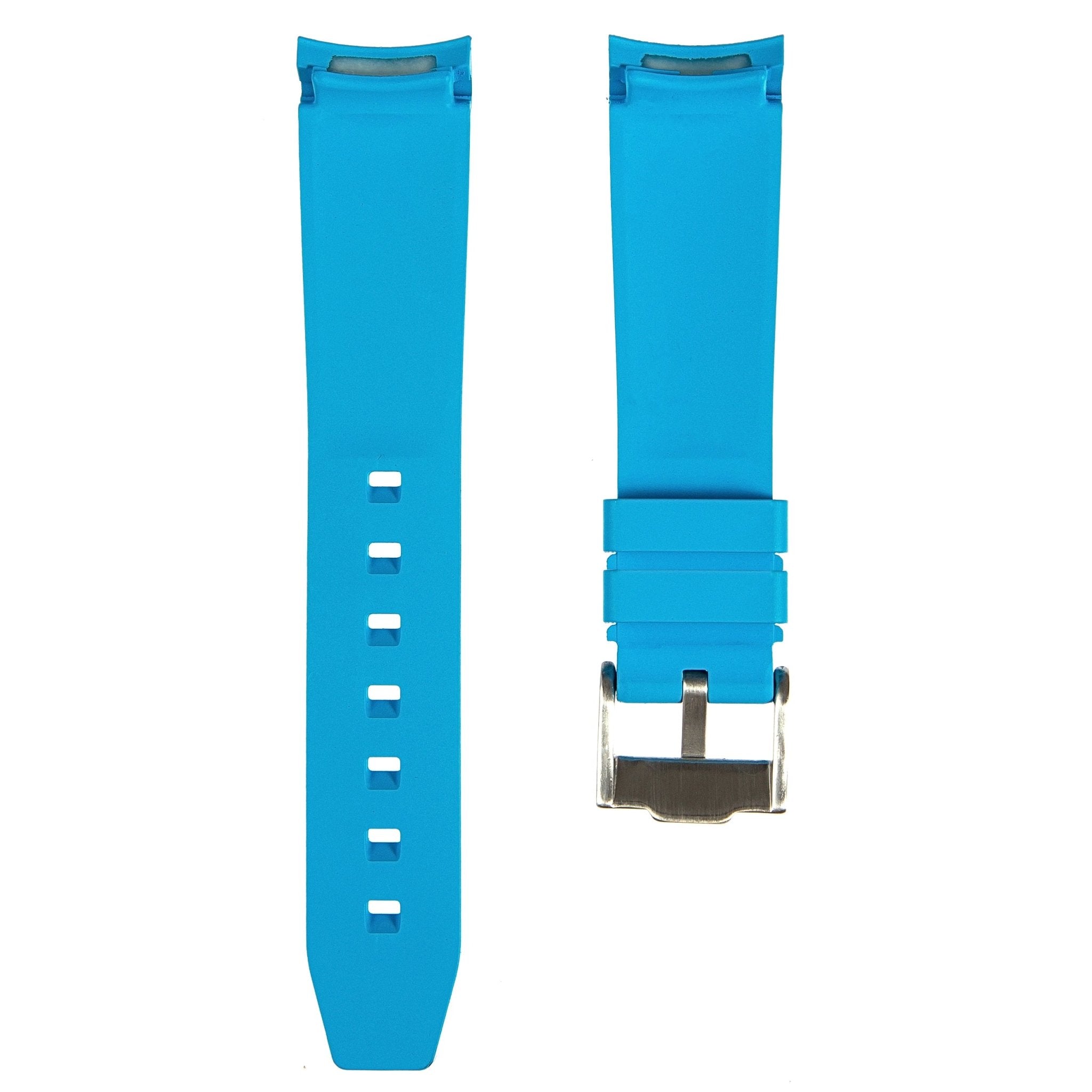 Stylish White Forge Curved End FKM Rubber Watch Strap for Hamilton (2421)