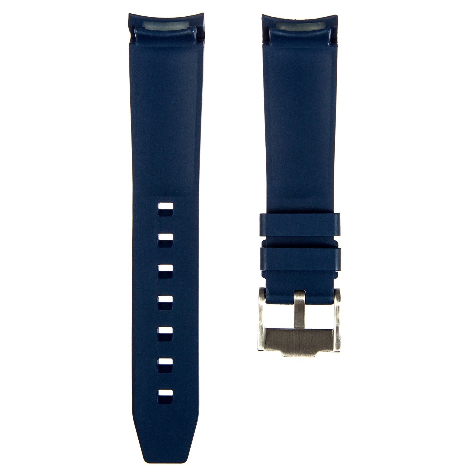 Stylish White Forge Curved End FKM Rubber Watch Strap for Hamilton (2421)