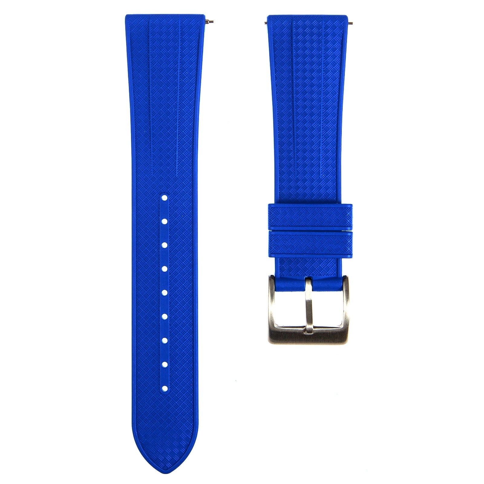 Stylish Grid Texture FKM Rubber Watch Strap - Quick-Release - Black (2412)