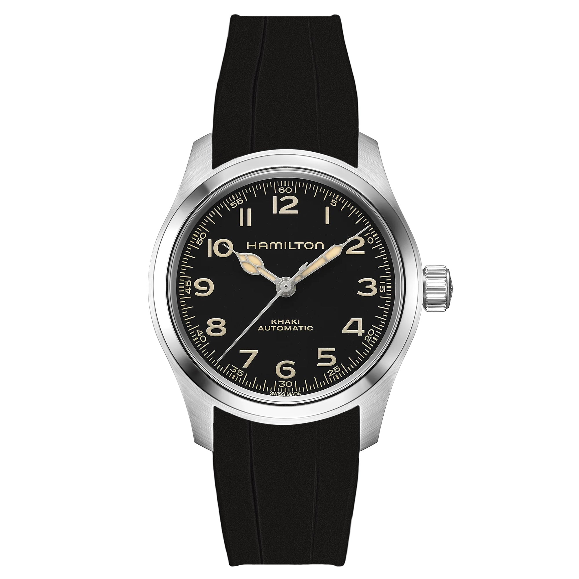 Stylish White Forge Curved End FKM Rubber Watch Strap for Hamilton (2421)