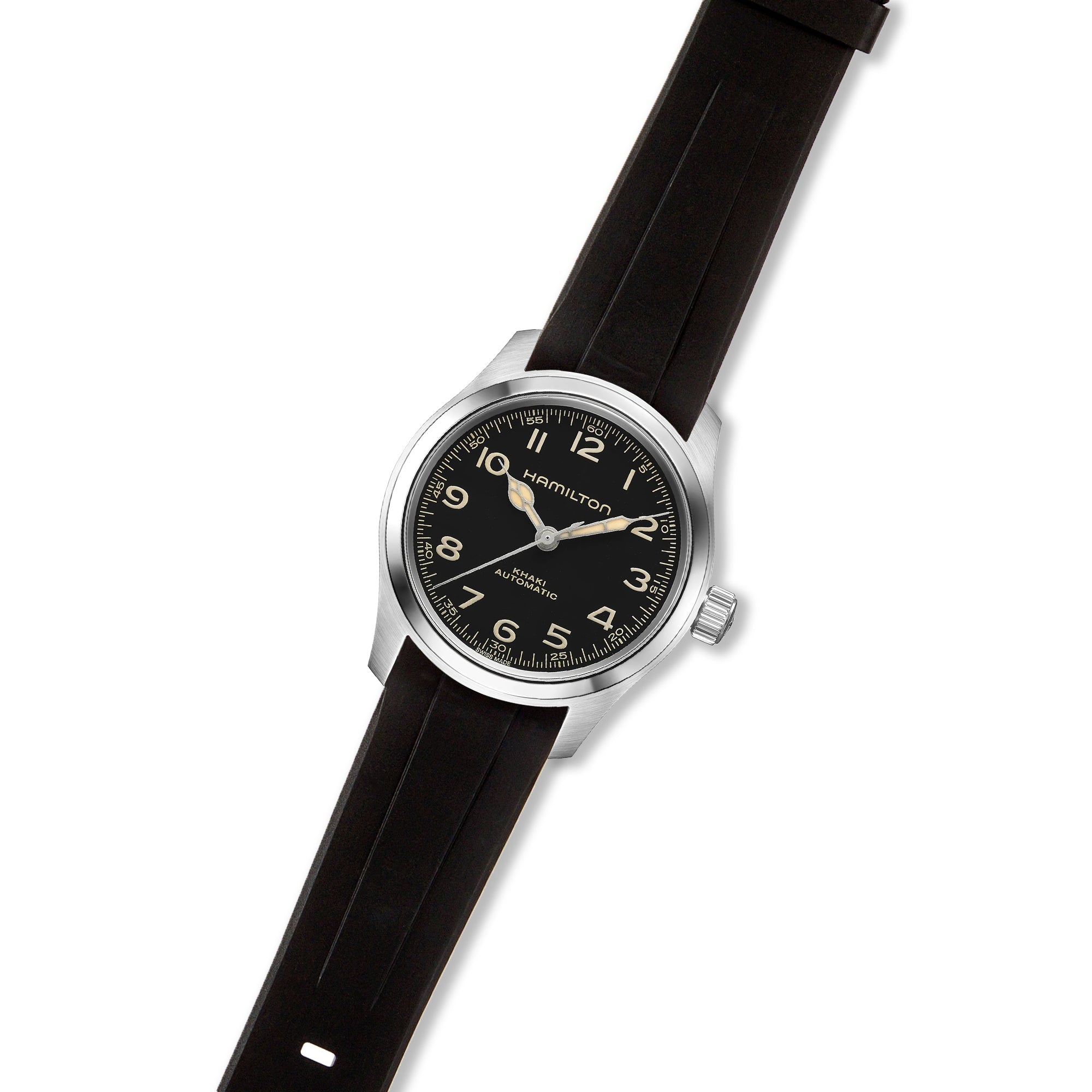 Stylish White Forge Curved End FKM Rubber Watch Strap for Hamilton (2421)