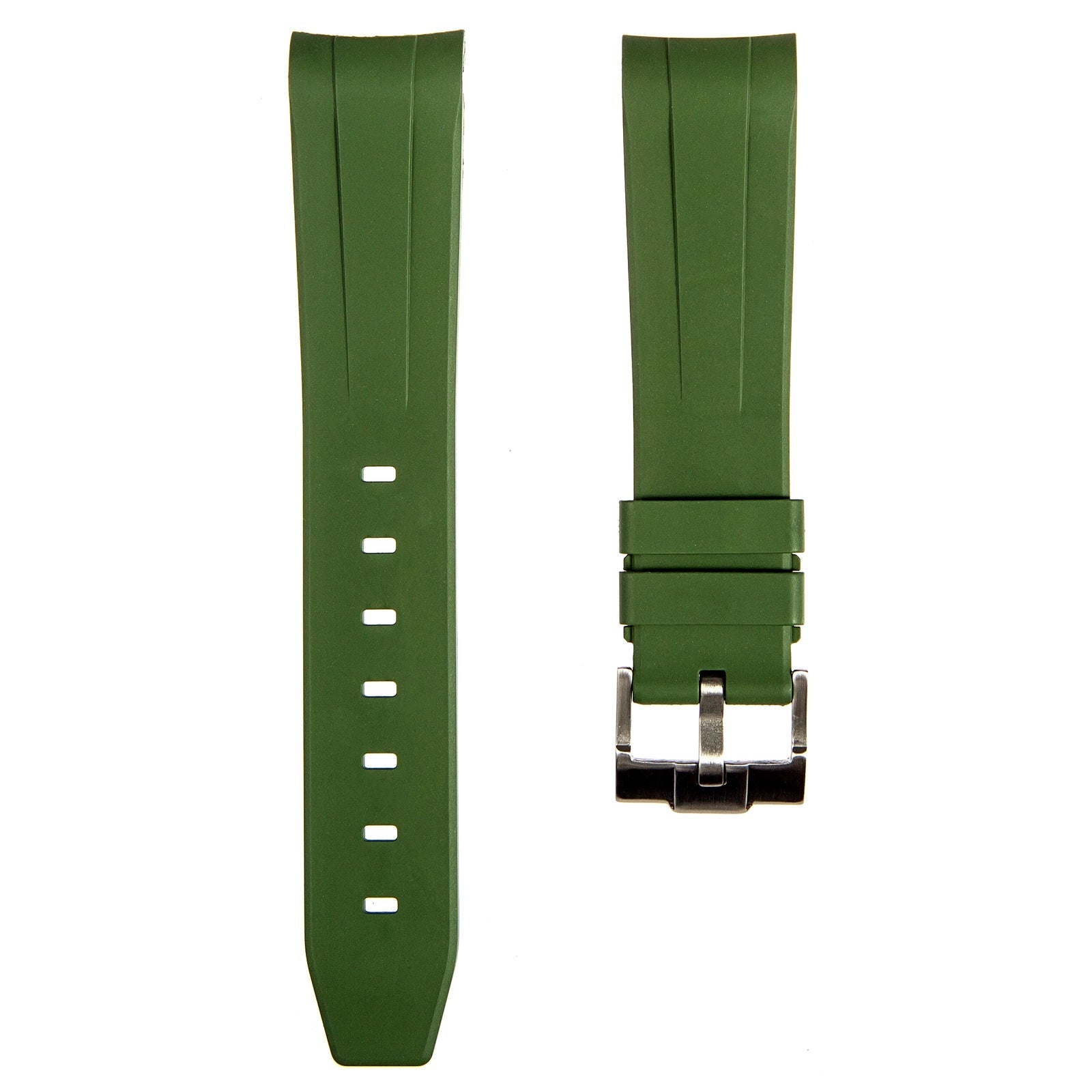 Stylish White Forge Curved End FKM Rubber Watch Strap for Hamilton (2421)