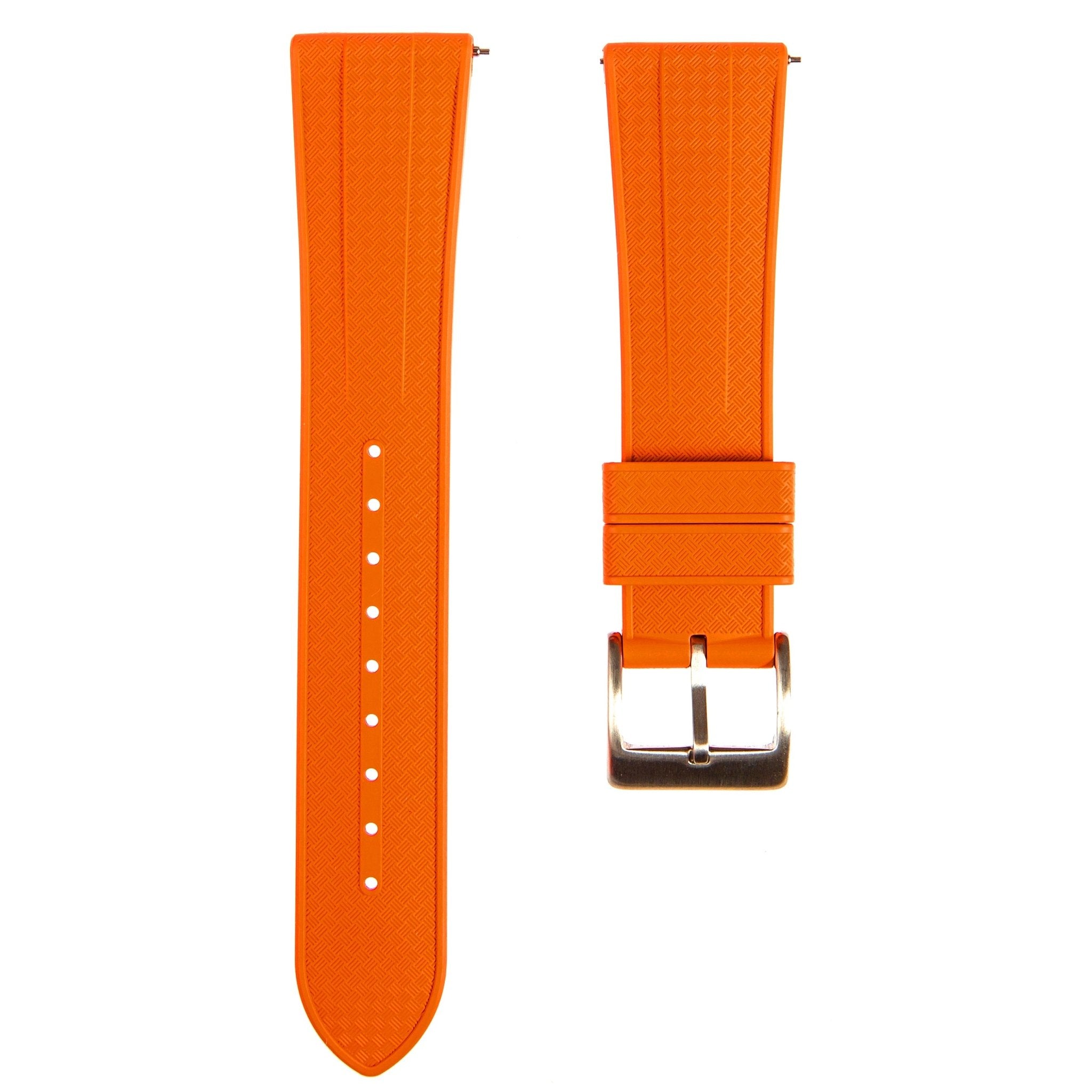Stylish Grid Texture FKM Rubber Watch Strap - Quick-Release - Black (2412)