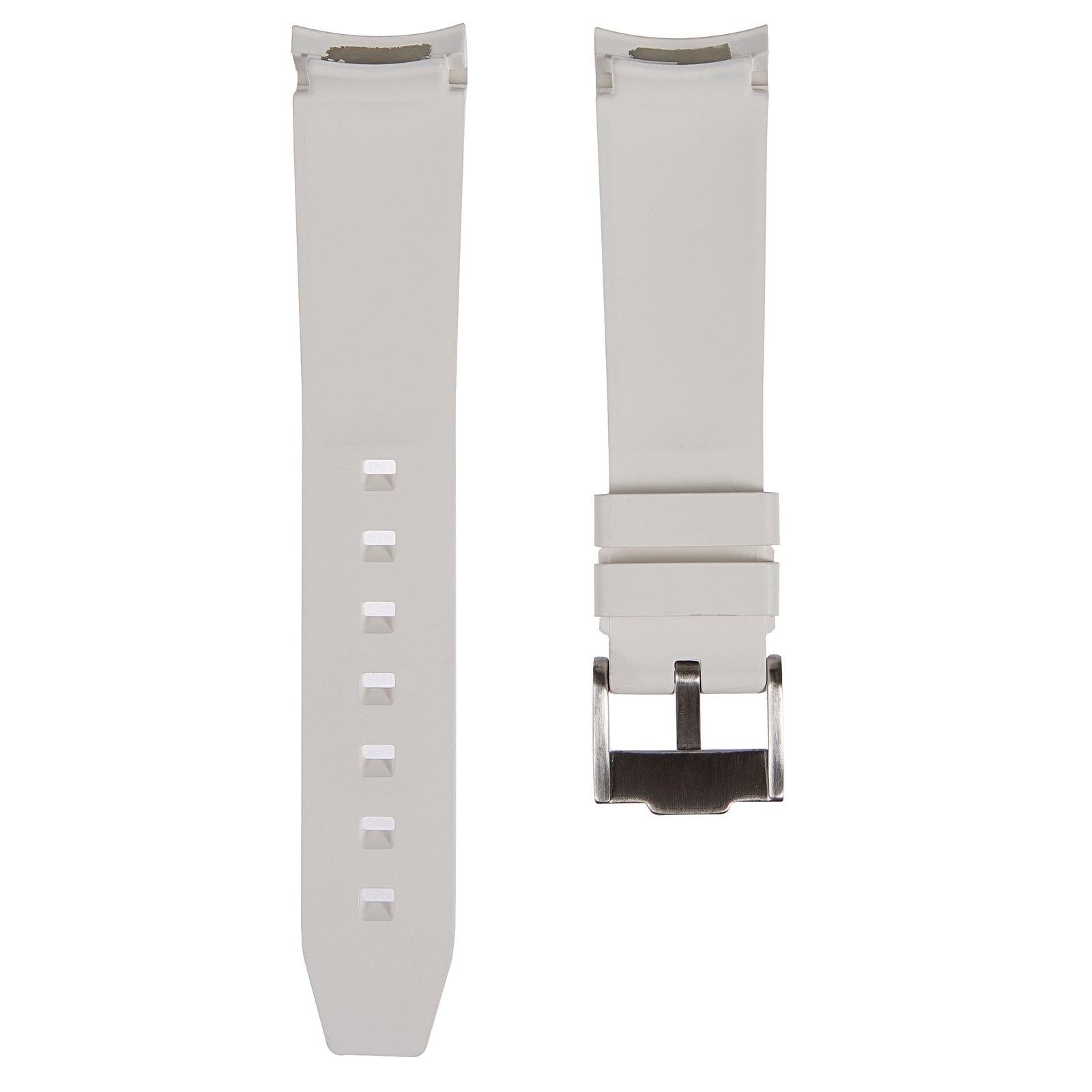 Stylish White Forge Curved End FKM Rubber Watch Strap for Hamilton (2421)