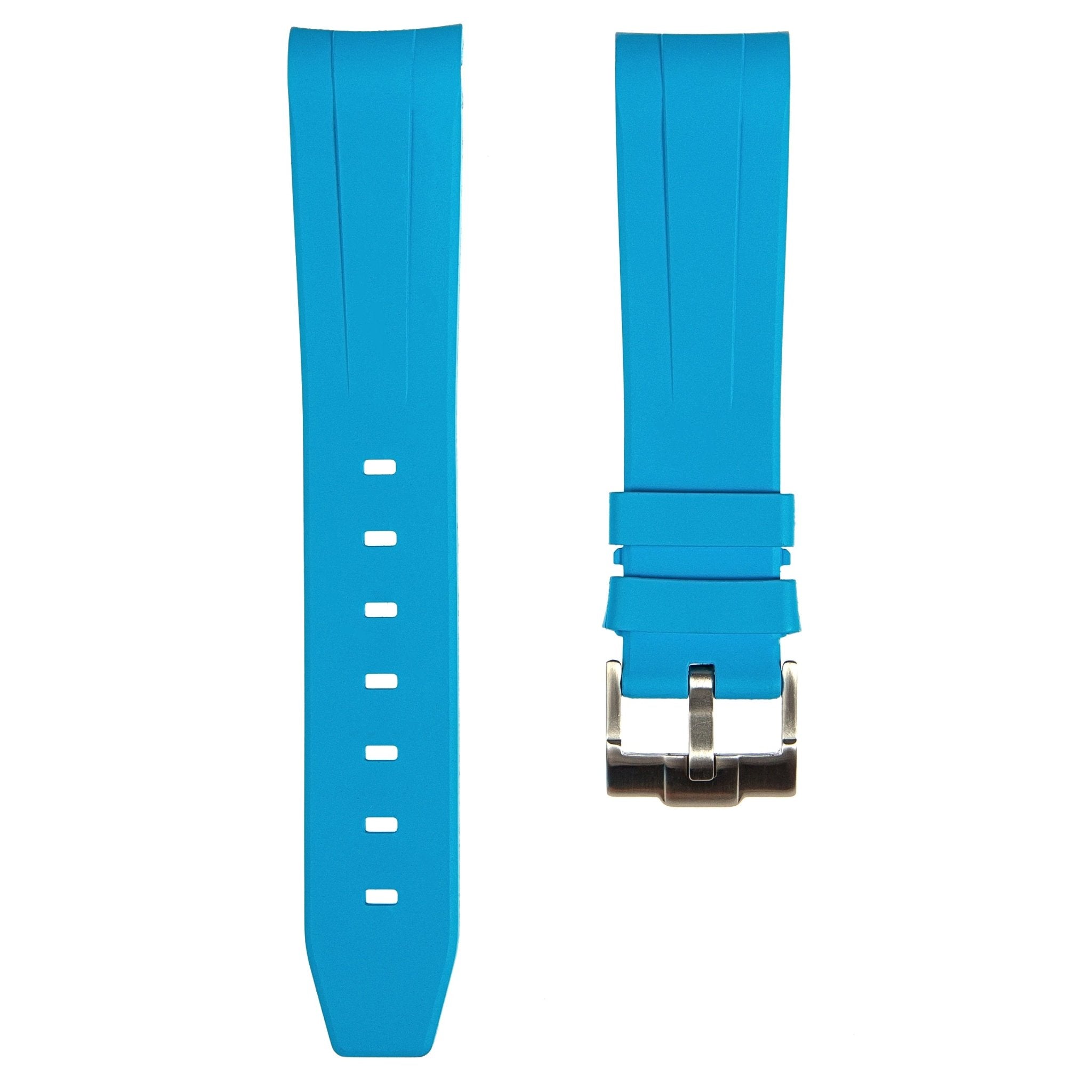 Stylish White Forge Curved End FKM Rubber Watch Strap for Hamilton (2421)