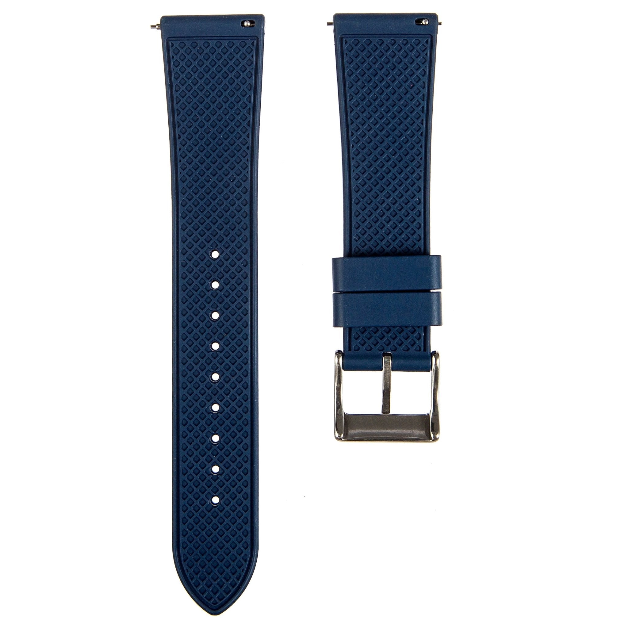 Stylish Grid Texture FKM Rubber Watch Strap - Quick-Release - Black (2412)