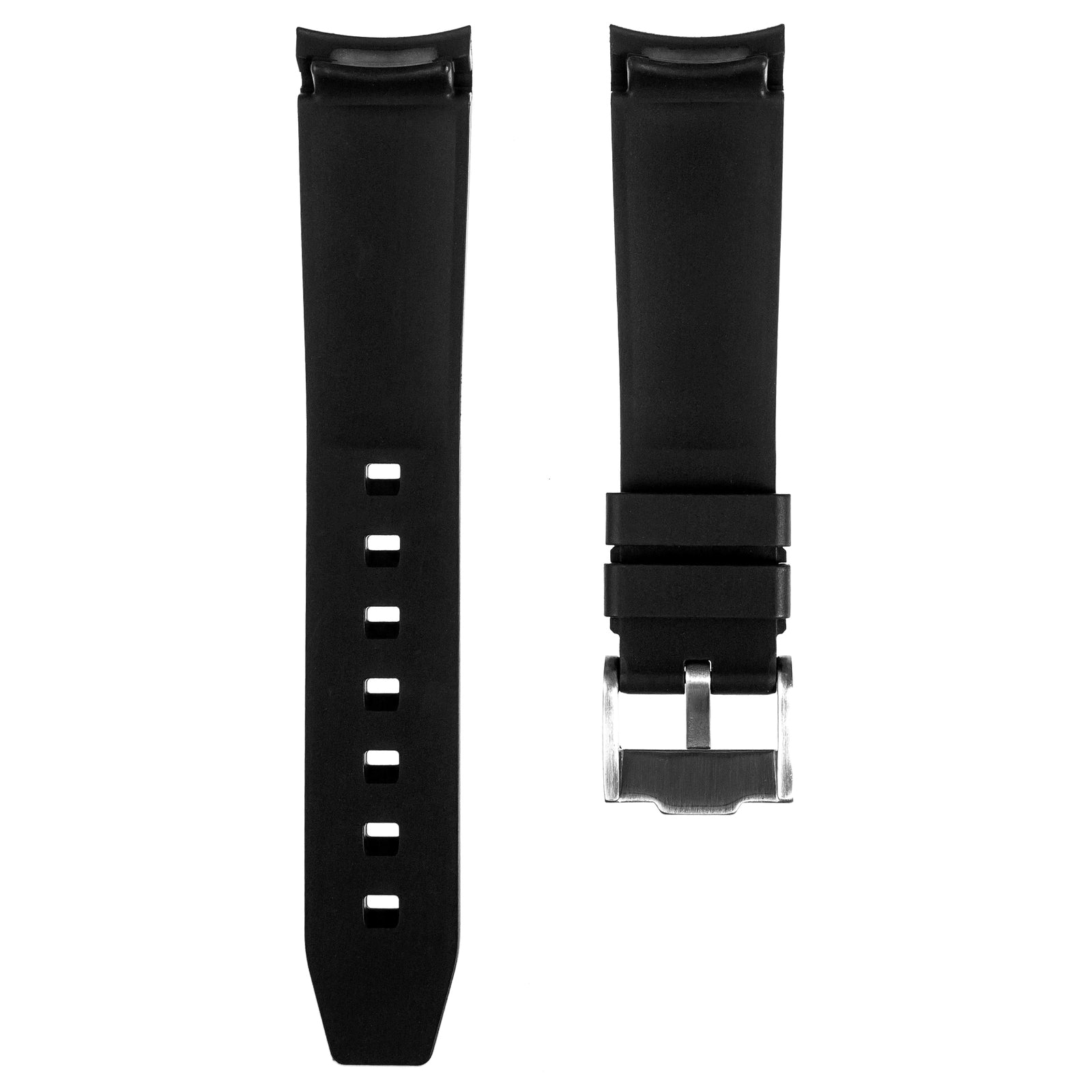 Stylish White Forge Curved End FKM Rubber Watch Strap for Hamilton (2421)
