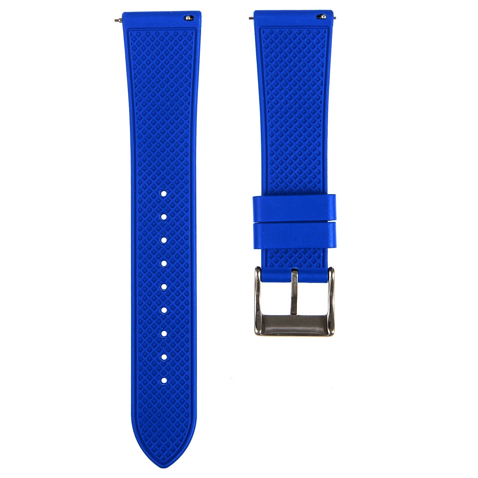 Stylish Grid Texture FKM Rubber Watch Strap - Quick-Release - Black (2412)