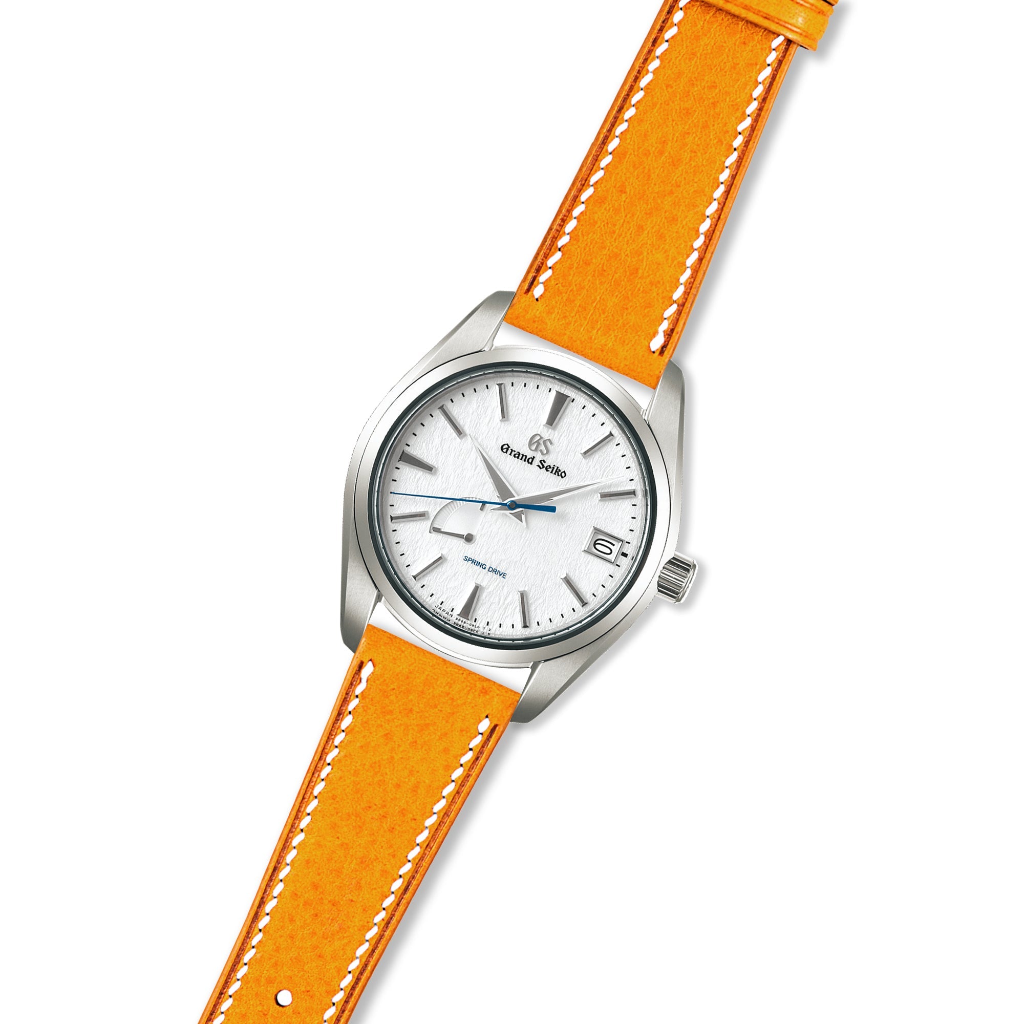 Minerva Box Leather Watch Band for Grand Seiko SBGA: Quick-Release Yellow Strap