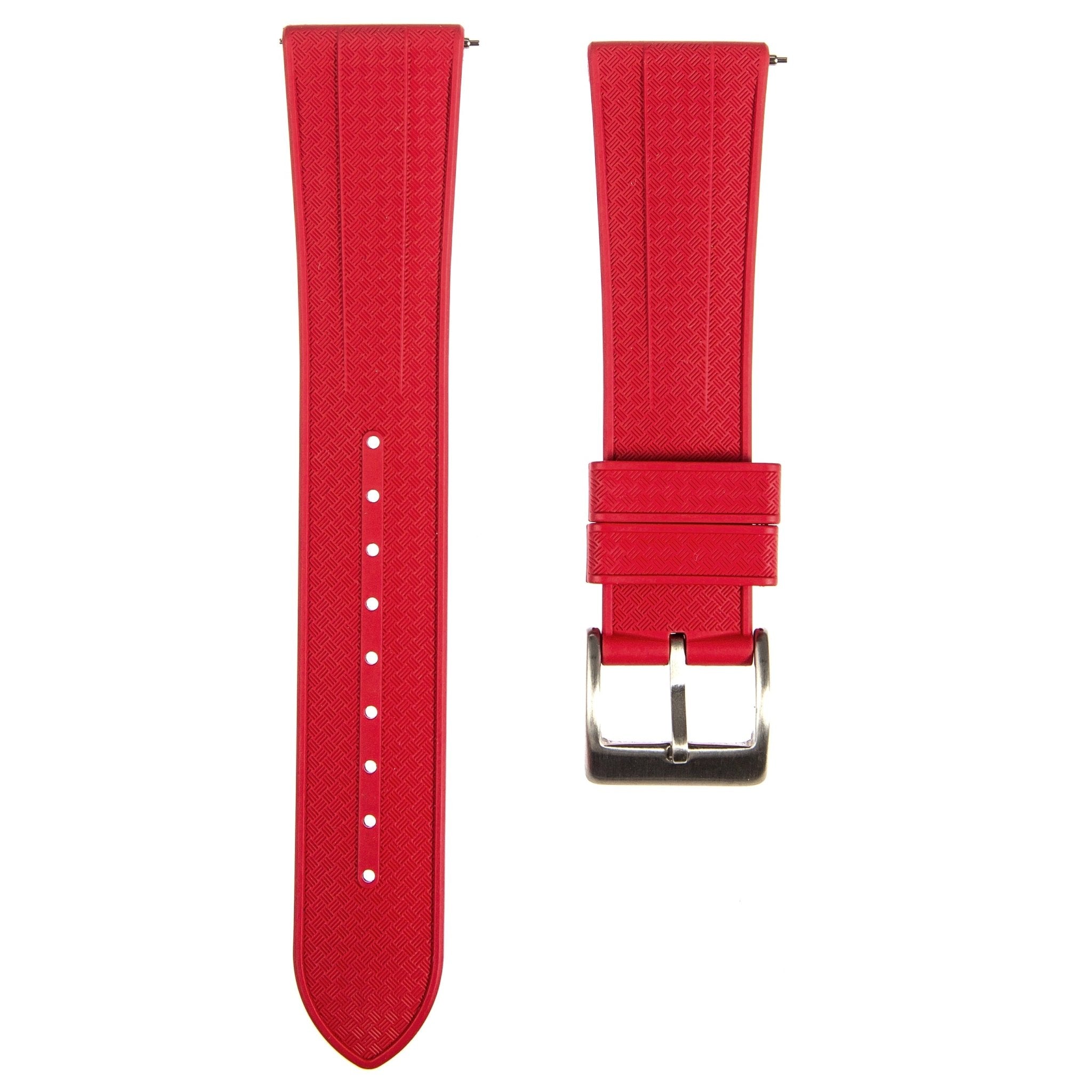 Stylish Grid Texture FKM Rubber Watch Strap - Quick-Release - Black (2412)