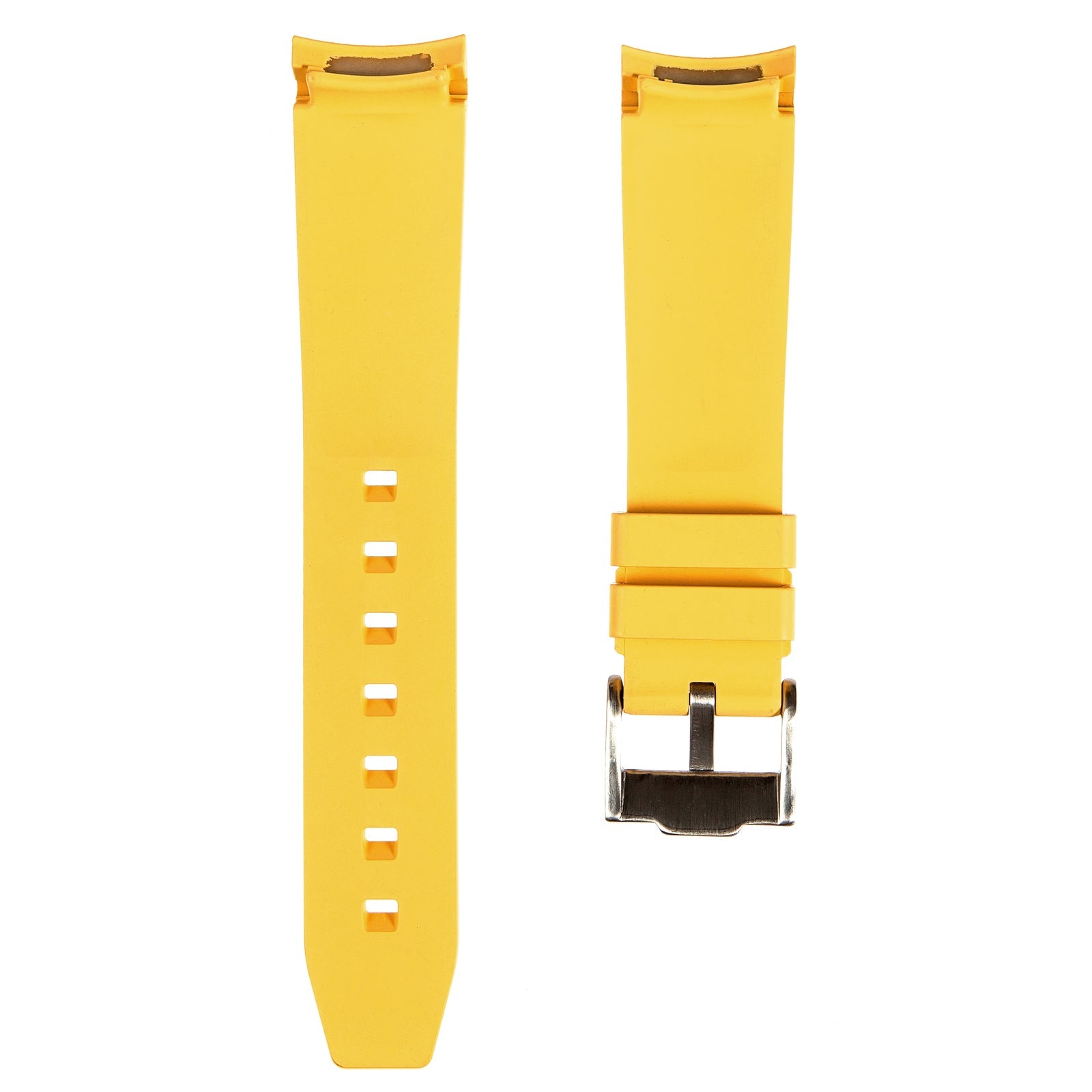 Stylish White Forge Curved End FKM Rubber Watch Strap for Hamilton (2421)