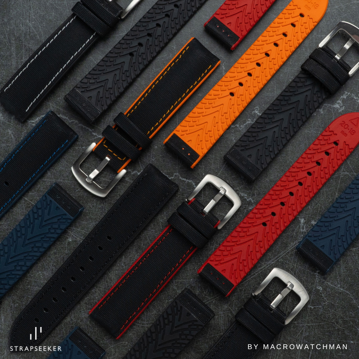 Luca Hybrid Performance Watch Strap - White Canvas Nylon & FKM Rubber