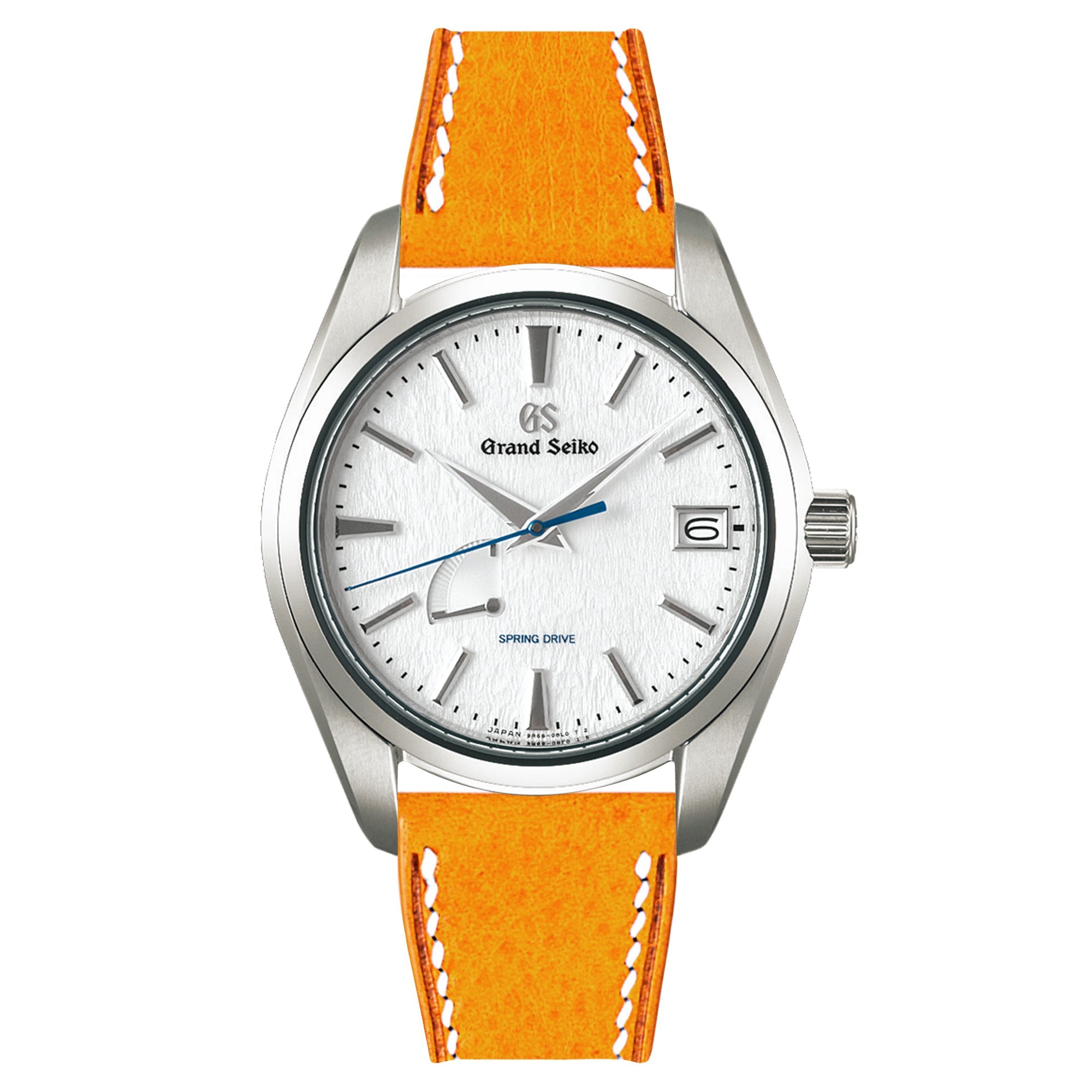 Minerva Box Leather Watch Band for Grand Seiko SBGA: Quick-Release Yellow Strap