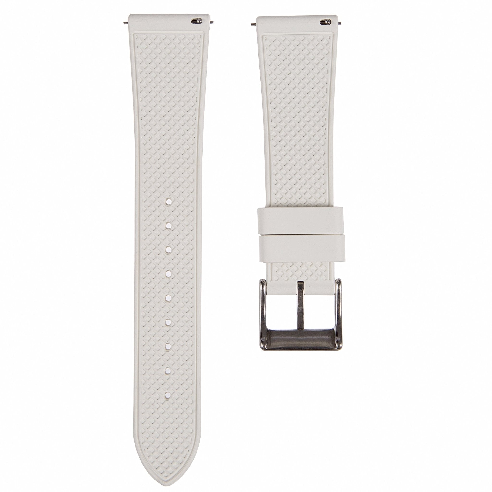 Stylish Grid Texture FKM Rubber Watch Strap - Quick-Release - Black (2412)