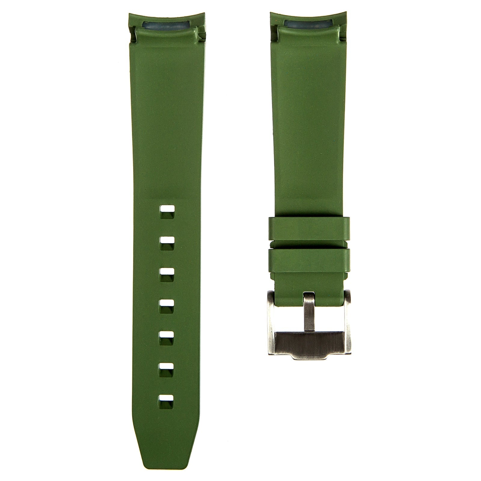 Stylish White Forge Curved End FKM Rubber Watch Strap for Hamilton (2421)