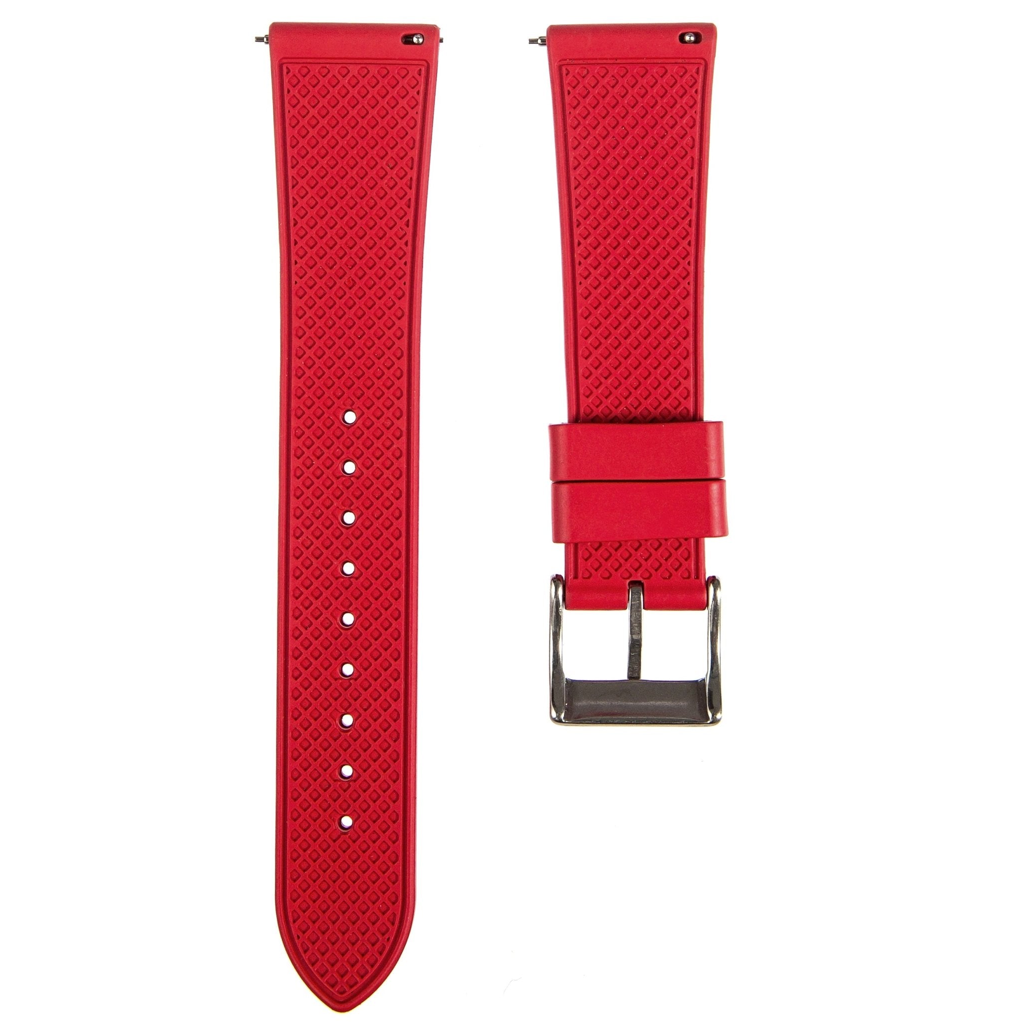 Stylish Grid Texture FKM Rubber Watch Strap - Quick-Release - Black (2412)